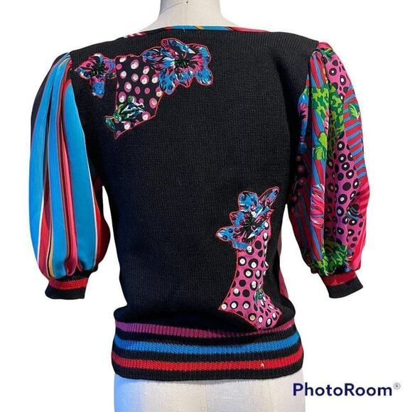 Diane Freis VINTAGE 80's Bright Knit Sweater Small - Picture 2 of 10